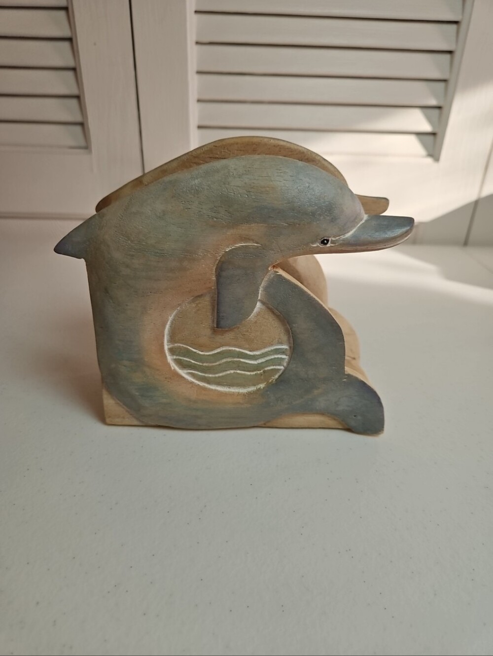 Napkin Mail Holder Vintage Dolphin Nautical Wooden Beach 7x6